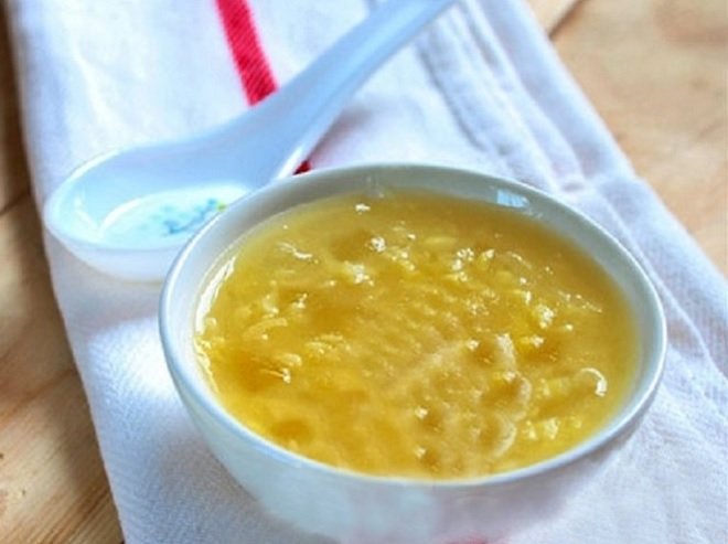 thành phẩm chè nha đam bột sắn dây với đậu xanh cà vỏ vàng tươi