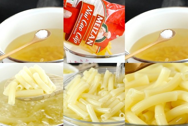 thao tác luộc chín nui ống
