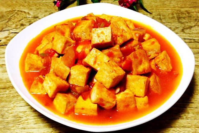 thịt sốt cà chua đậu phụ