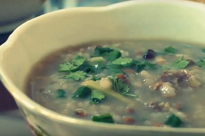 tô cháo đậu đỏ thịt bò
