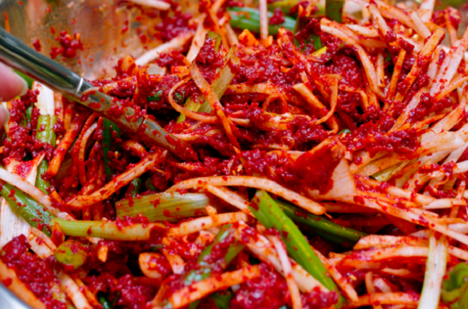 trộn kim chi củ cải sợi