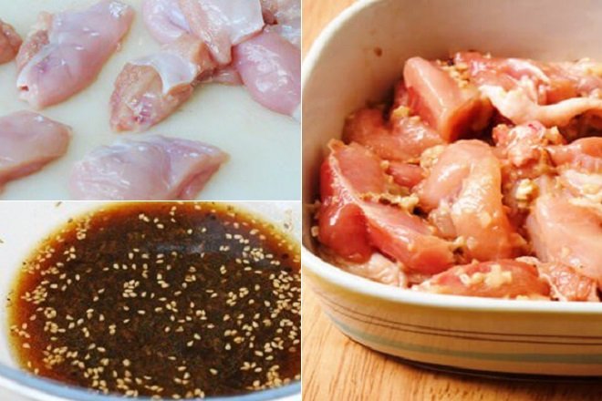 ướp thịt gà rang cháy cạnh